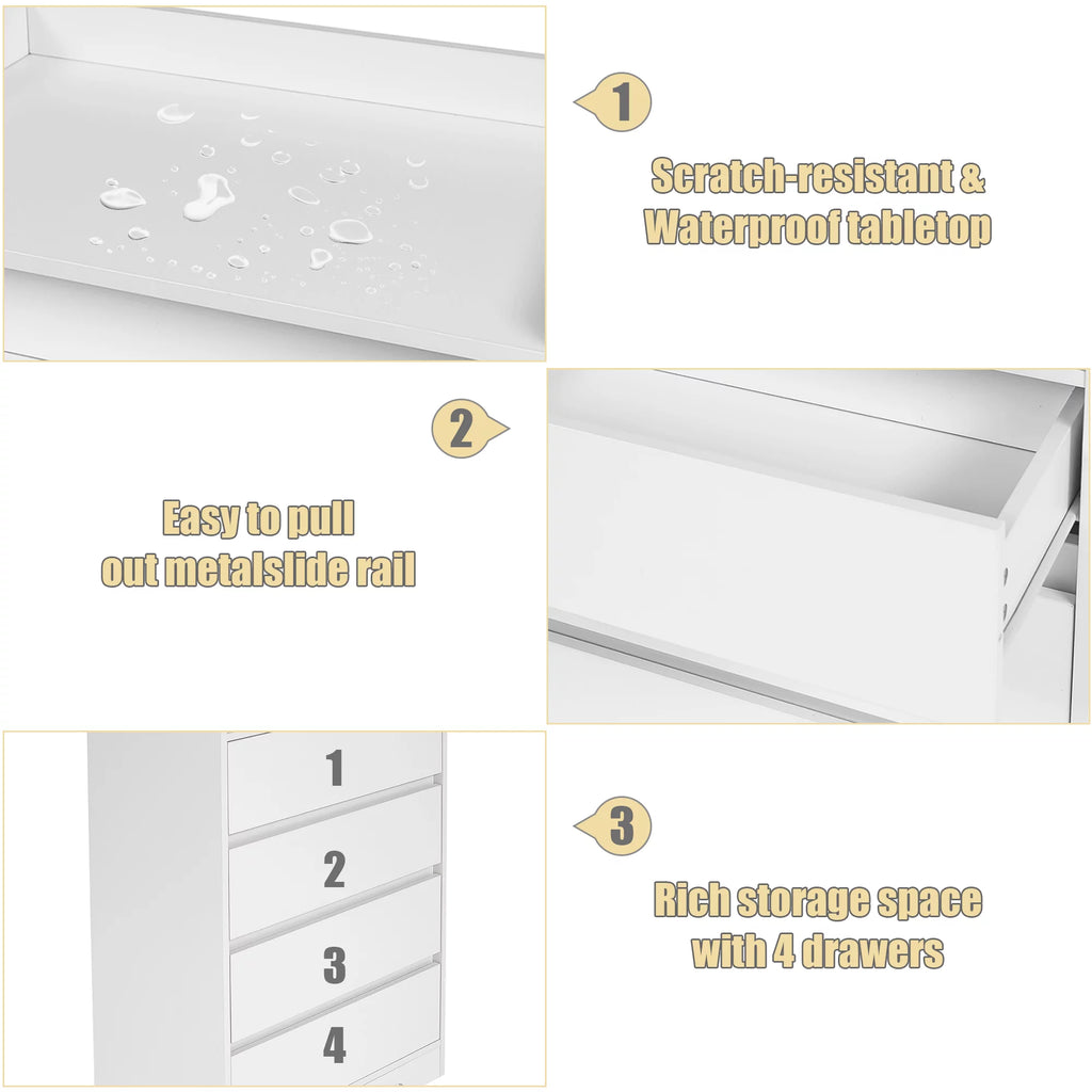 White 4 Drawer Wood Dresser O25881