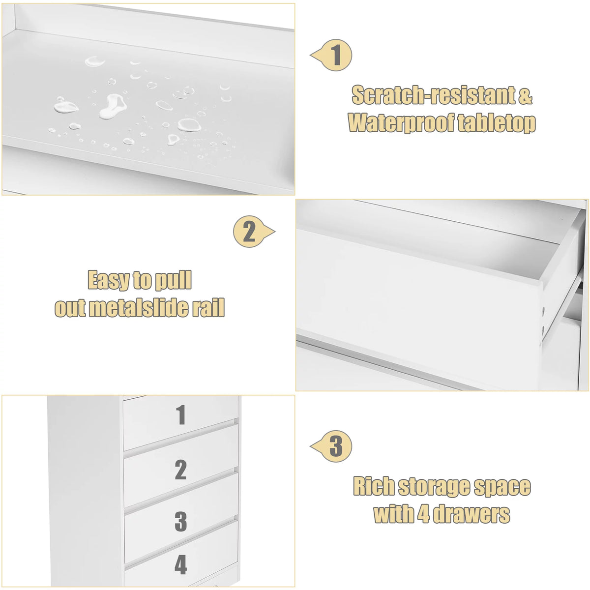 White 4 Drawer Wood Dresser O25881