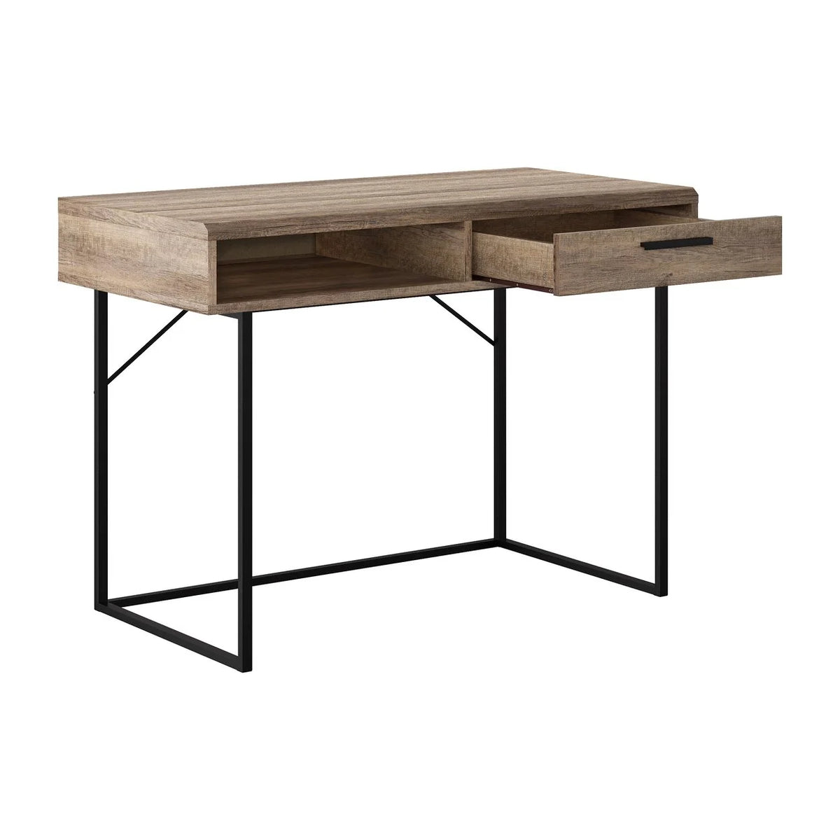 Brown Engineered Wood Grain Finish Desk with Drawer & Cubby B5889