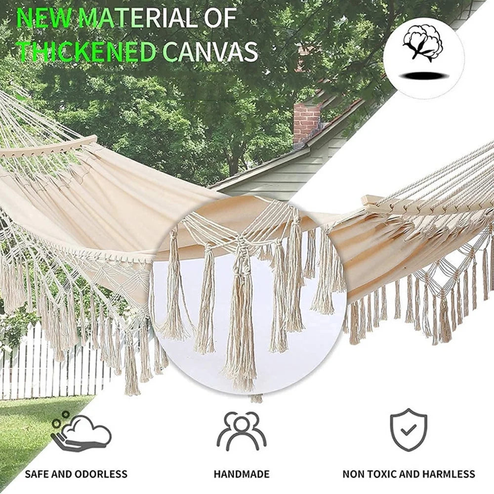 Double Macrame Hammock Swing Bed U28527