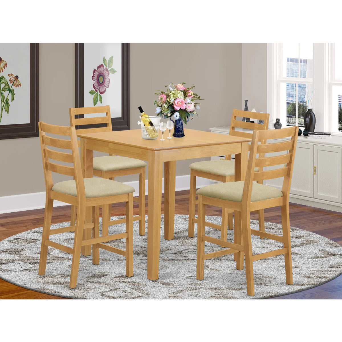 Contemporary Pub Set Table And Chairs X963183