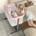 Baby Bassinet with Wheels Adjustable Bedside Sleeper Grey H817