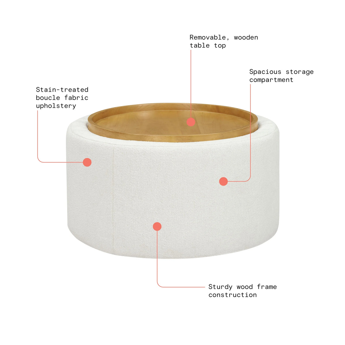 Cream Coffee Table with Storage U613455
