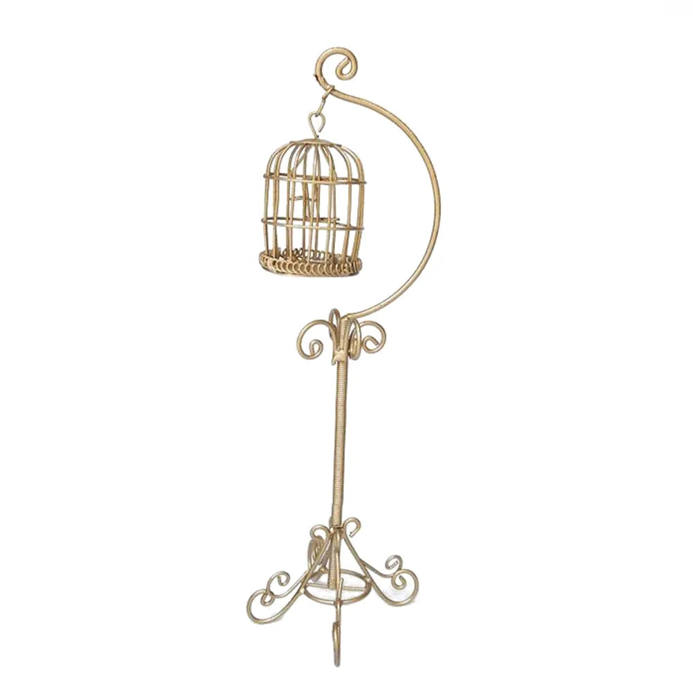 Miniature Metal Bird Cage Dollhouse Decoration G5992