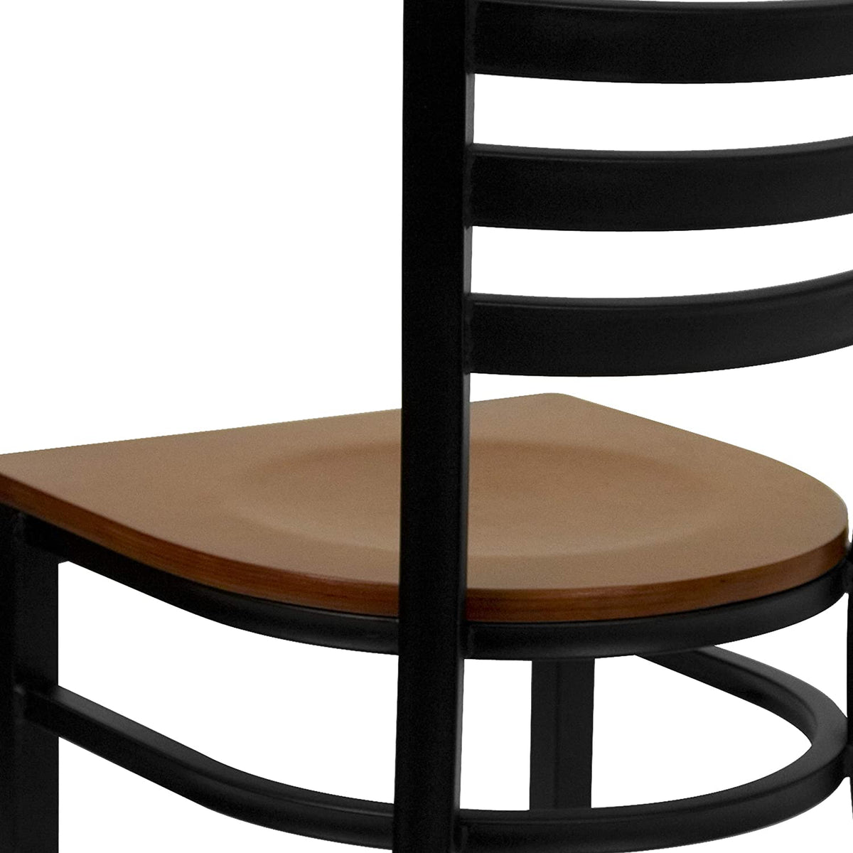 Black Ladder Back Metal Restaurant Chair with Cherry Wood Seat E18730