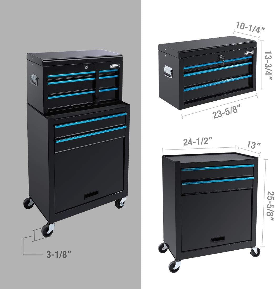 5-Drawer Rolling Tool Chest with Sliding Metal Drawer W417334