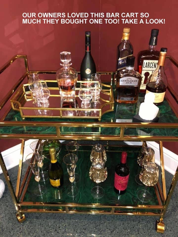 Jade / Gold 2 Shelf Bar Cart N29959