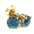 Blue Diamond Stud Earrings in 14K Gold S564