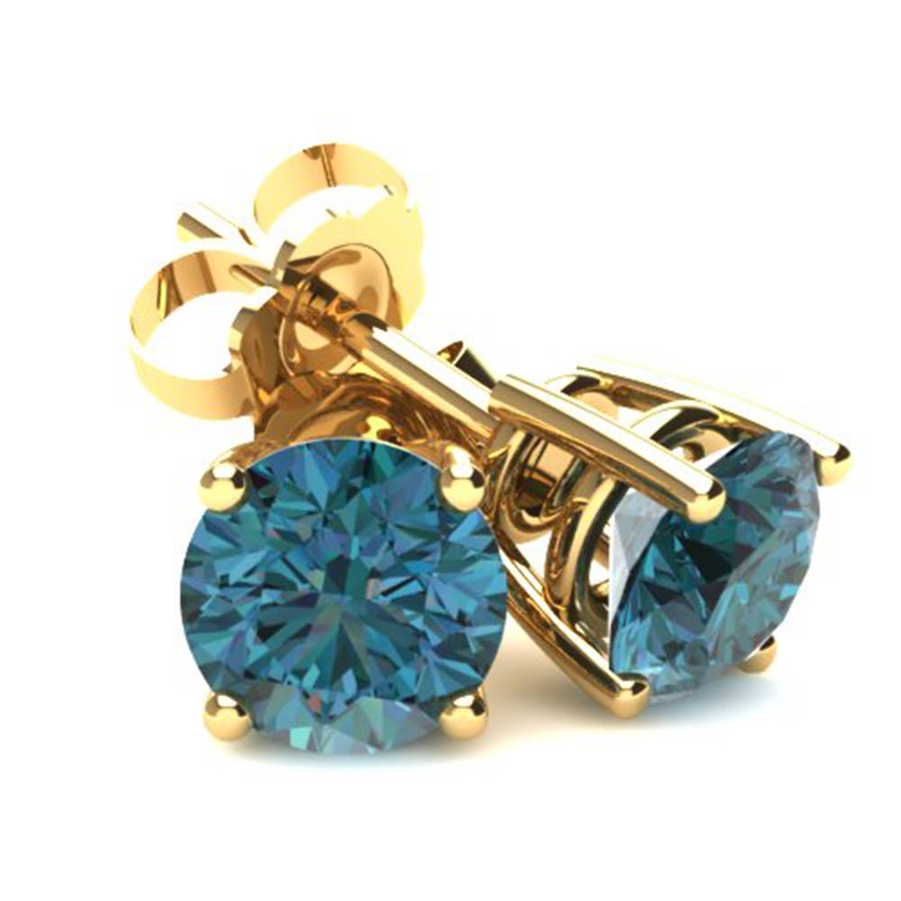 Blue Diamond Stud Earrings in 14K Gold S564