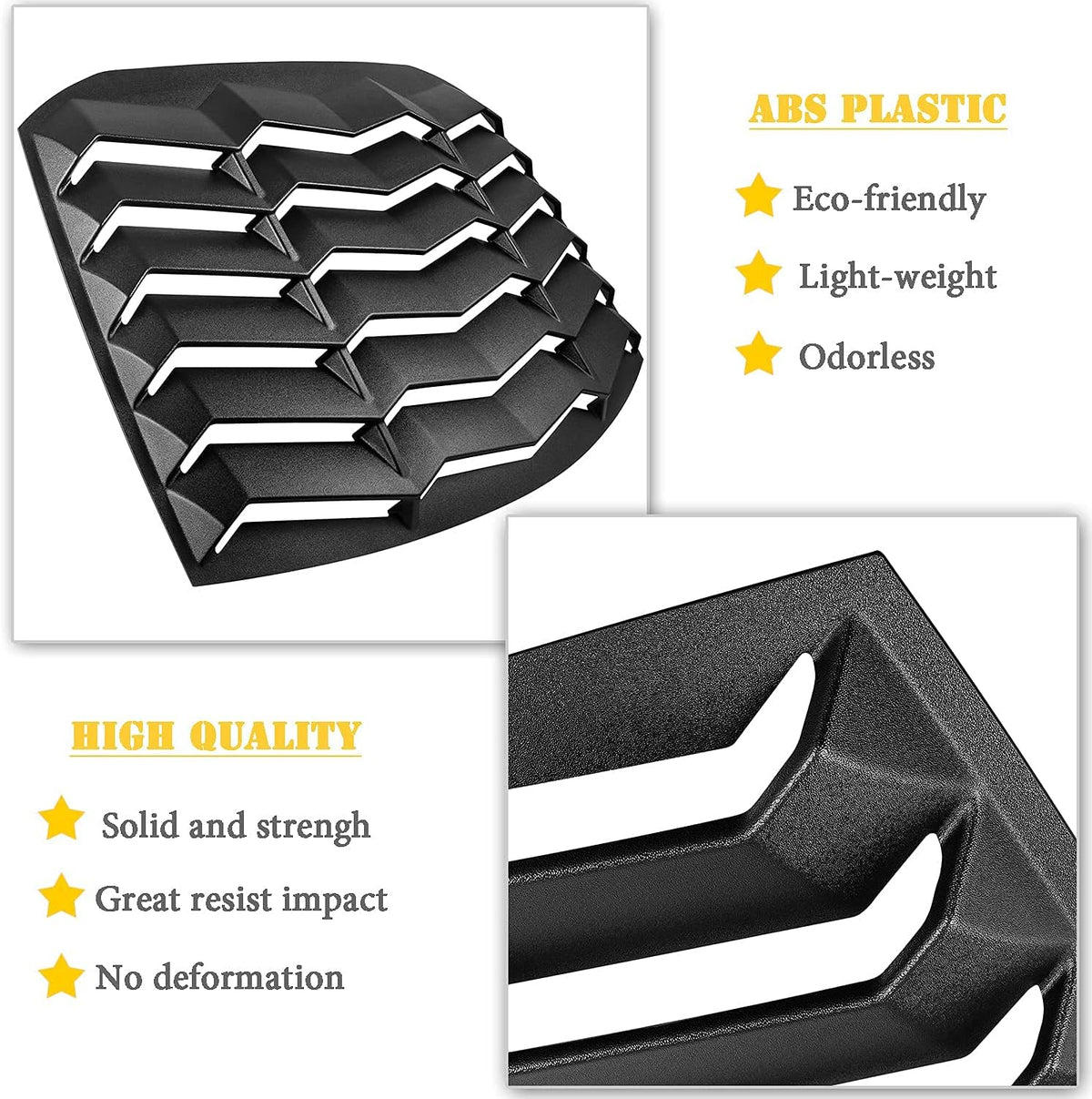 Rear Window Louver ABS Matte Black Windshield Sunshade Cover Y336