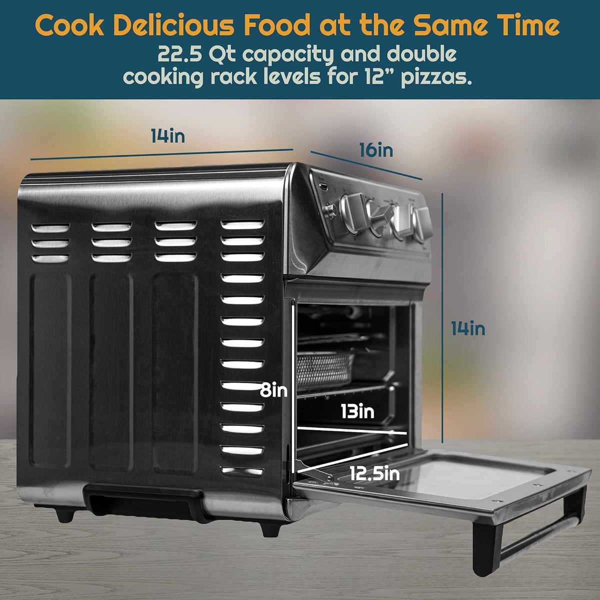 7-in-1 Toaster Oven Air Fryer Combo with Stainless Steel Accessories F676503
