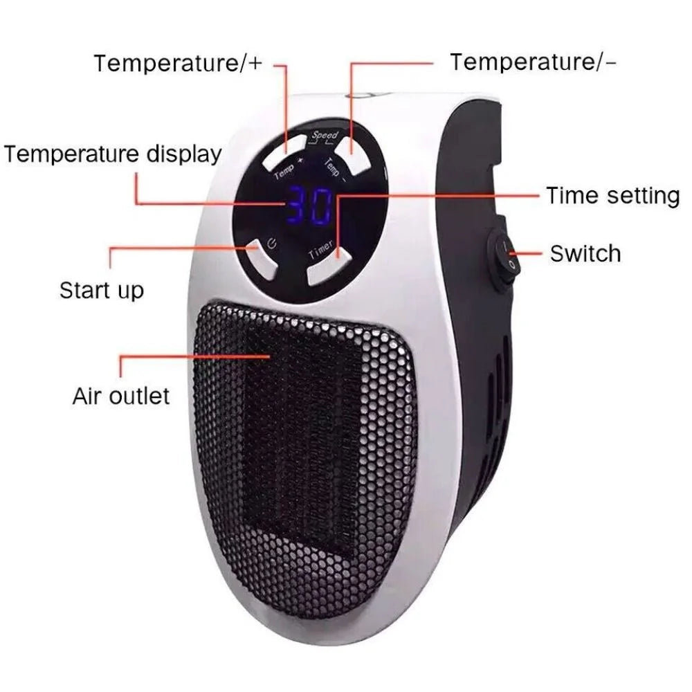 Portable Mini Electric Wall Heater with Timer D7340