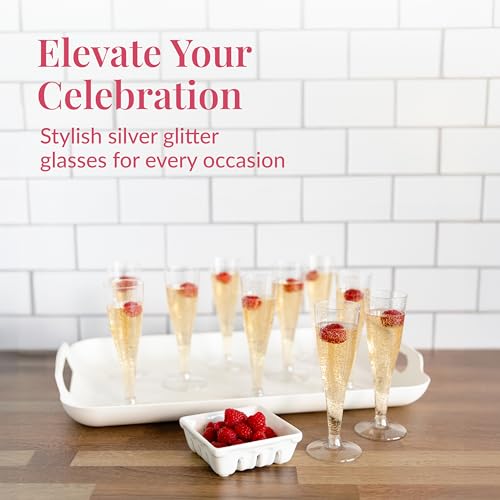 48 Pack 4.5 oz Gold Glitter Plastic Champagne Flutes A356643