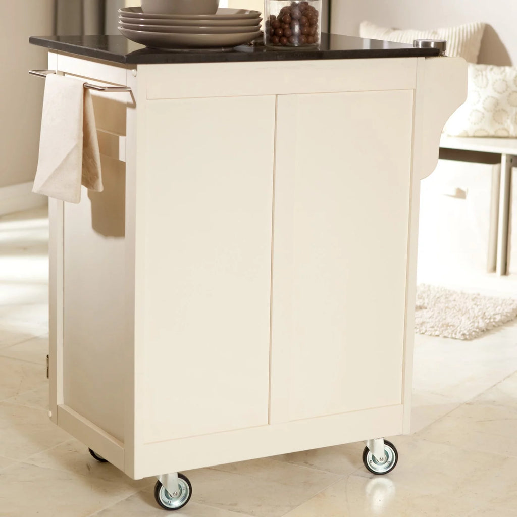 White Kitchen Cart with Oak Top H850165