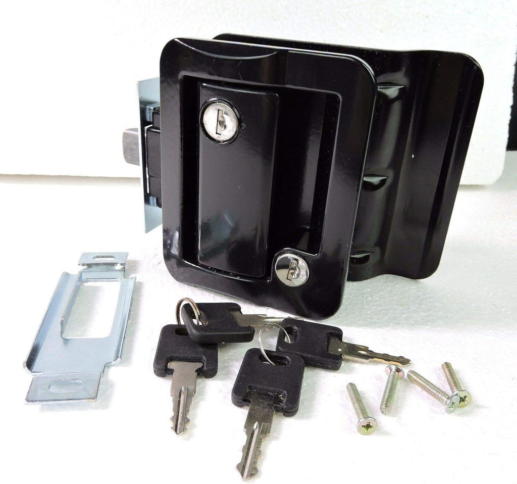 Black Paddle Entry Door Lock Handle Deadbolt with 2 Keys, Pack of 2 J98605