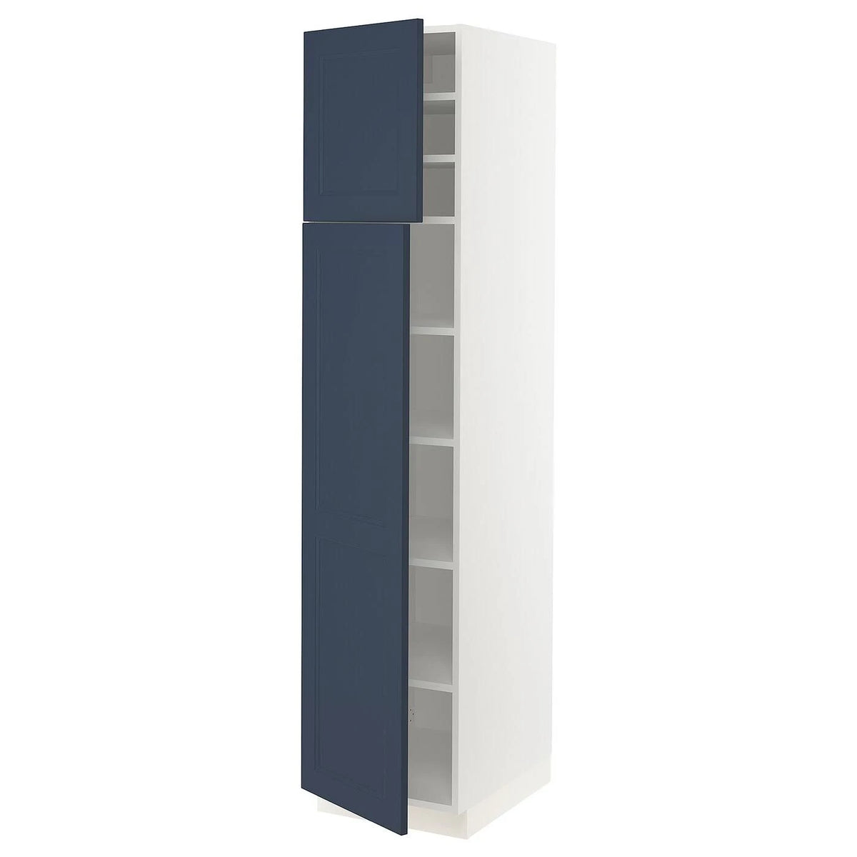 White Axstad Matte Blue High Cabinet with Shelves 2 Doors 18x24x80 B70667