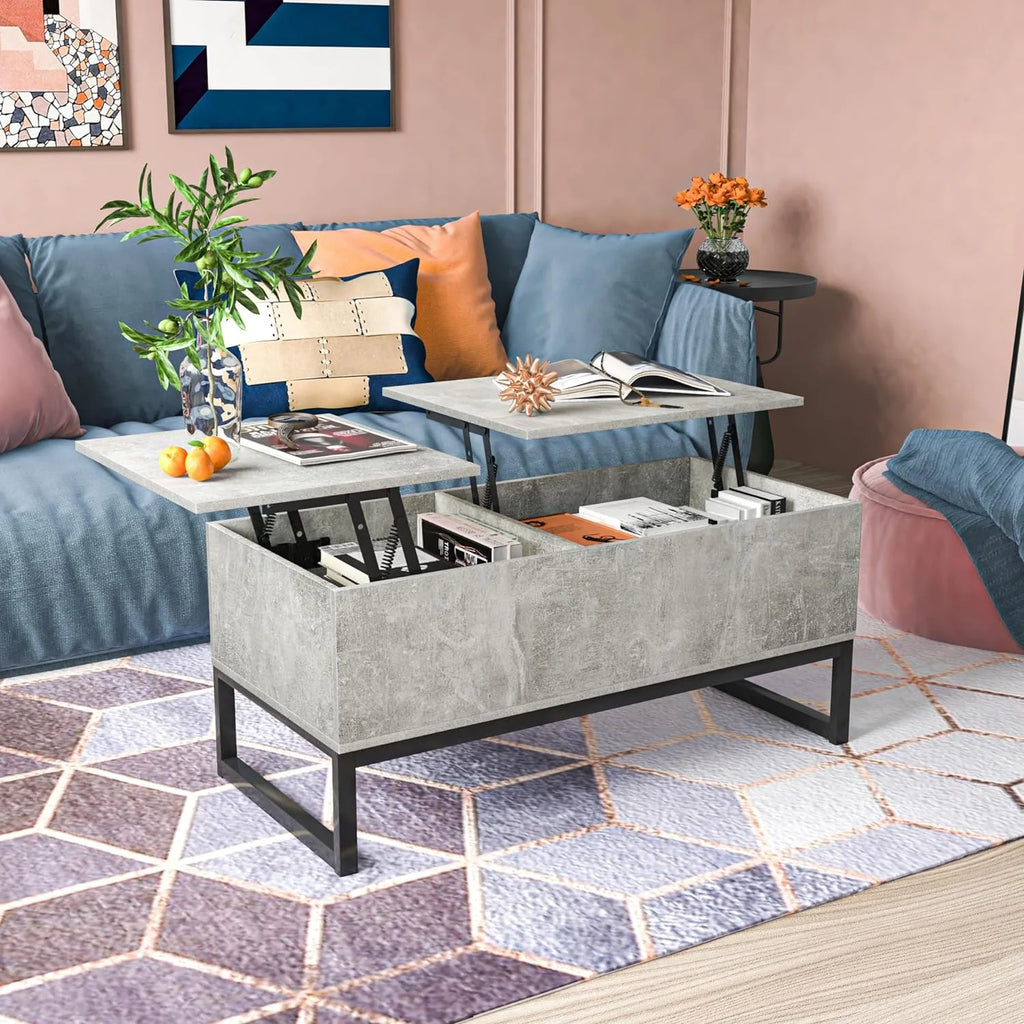 Gray Lift Top Coffee Table with Hidden Compartment E47879