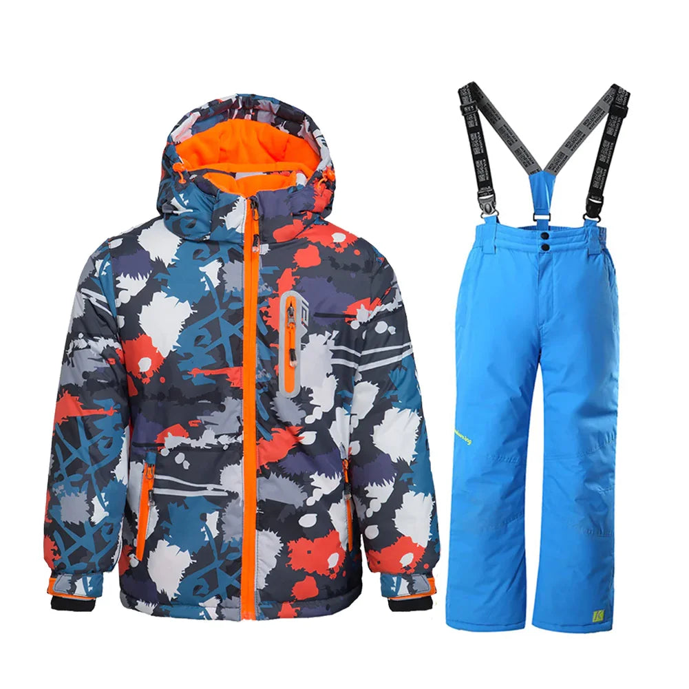 Blue Hooded Insulated Ski Suit W296904