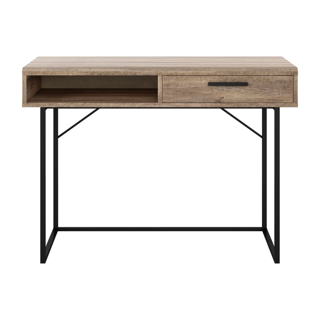 Brown Engineered Wood Grain Finish Desk with Drawer & Cubby B5889