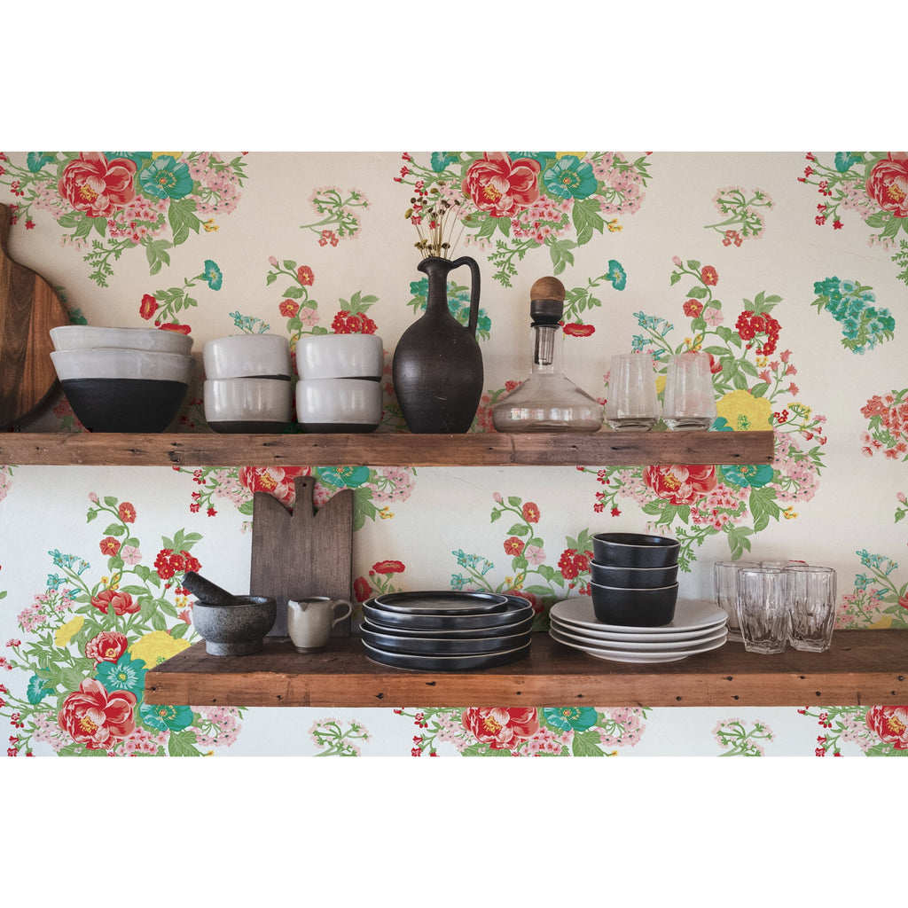 White Floral Peel and Stick Wallpaper C9400