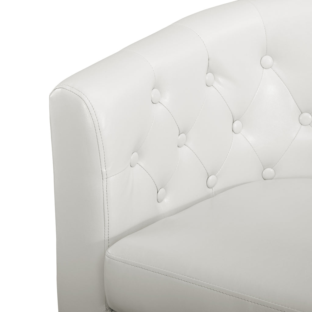 White Faux Leather Barrel Loveseat H84523