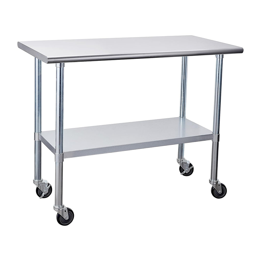 Stainless Steel Table 24 x 48 Inches with Caster Wheels and Undershelf Q616