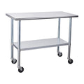 Stainless Steel Table 24 x 48 Inches with Caster Wheels and Undershelf Q616