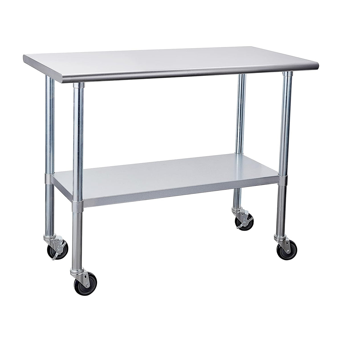Stainless Steel Table 24 x 48 Inches with Caster Wheels and Undershelf Q616