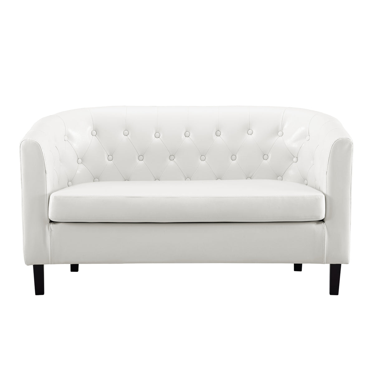 White Faux Leather Barrel Loveseat H84523