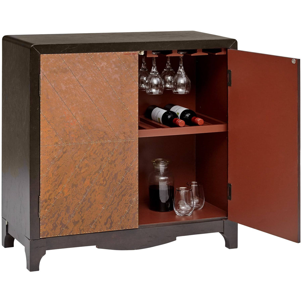 Copper Chevron Door Bar Cabinet H500