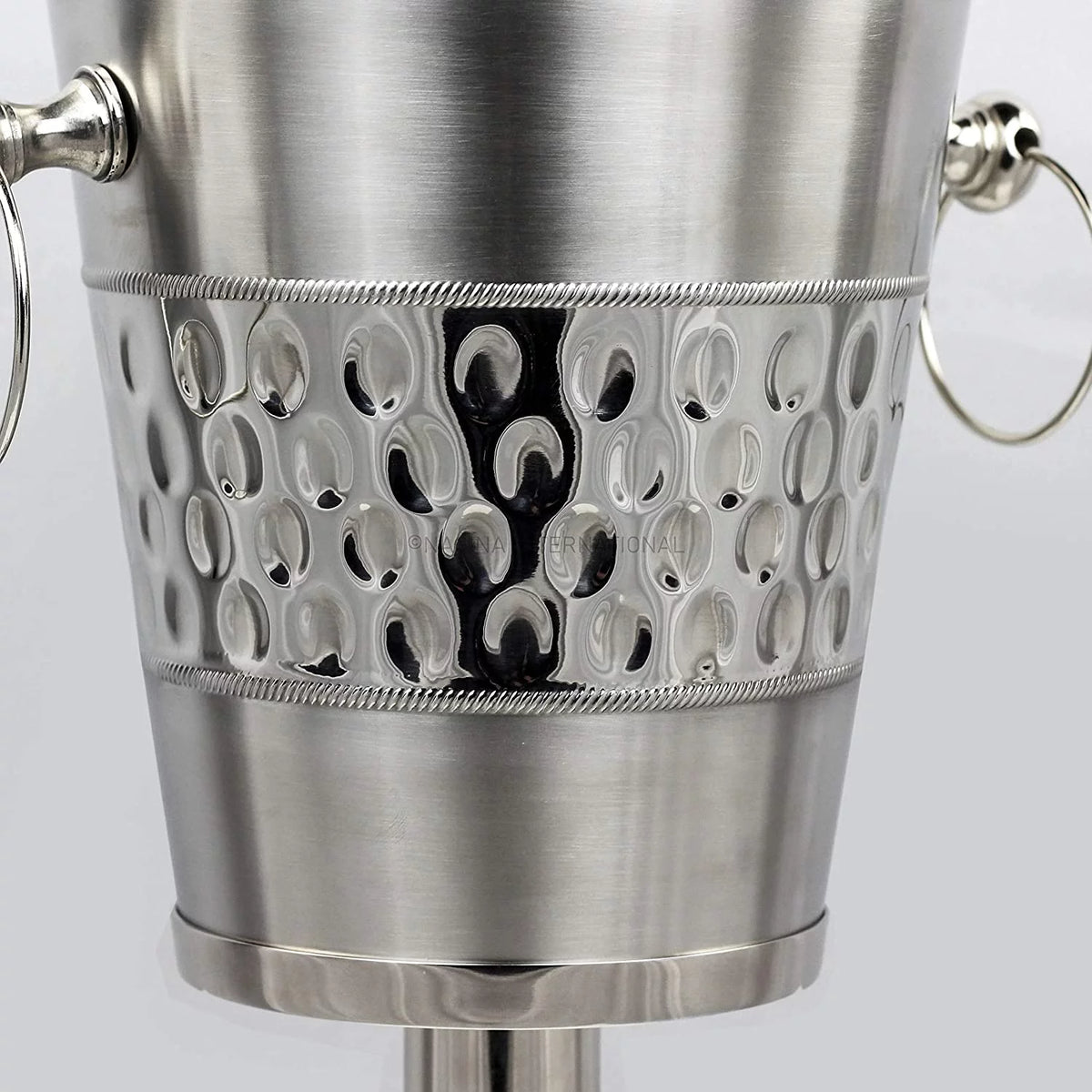 Hammered Brushed Nickel Plated Wine & Ice Bucket with Steel Stand L75996