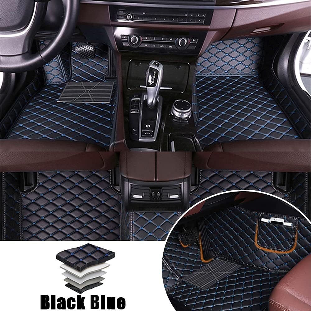 Leather Car Floor Mats Front ＆ Rear Full Coverage Liner/Set (Gold Color) W29642