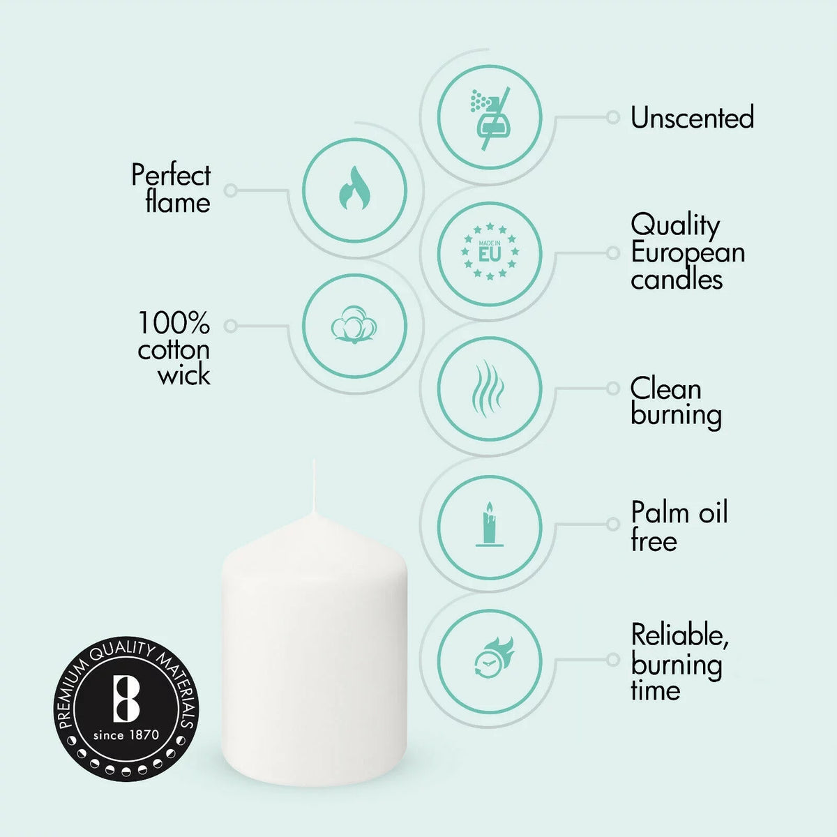 White 3X4" Unscented 6 Pack Pillar Candles Z4786