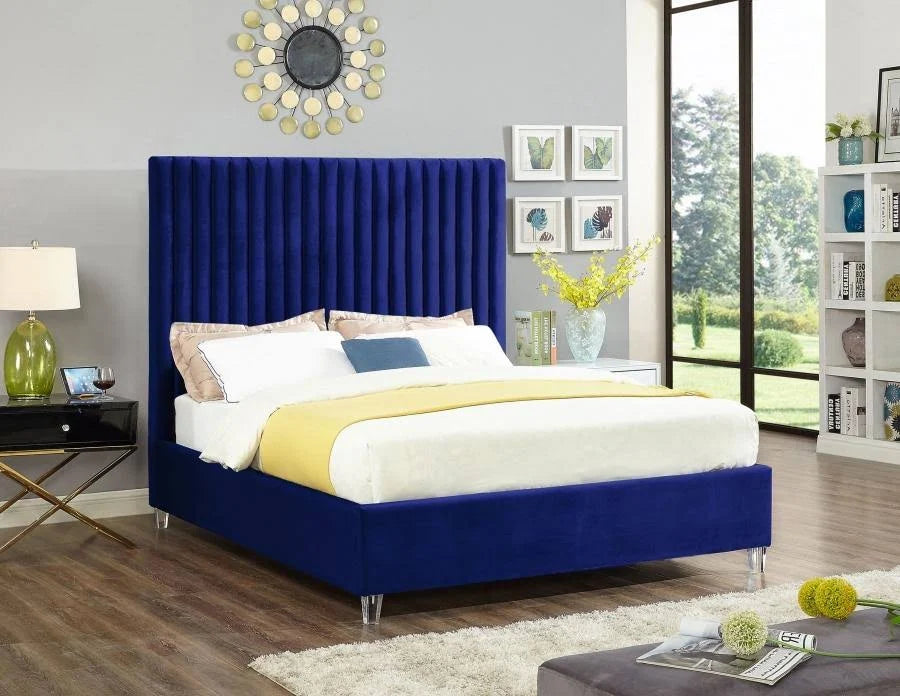Grey Velvet Full Bed Q1223