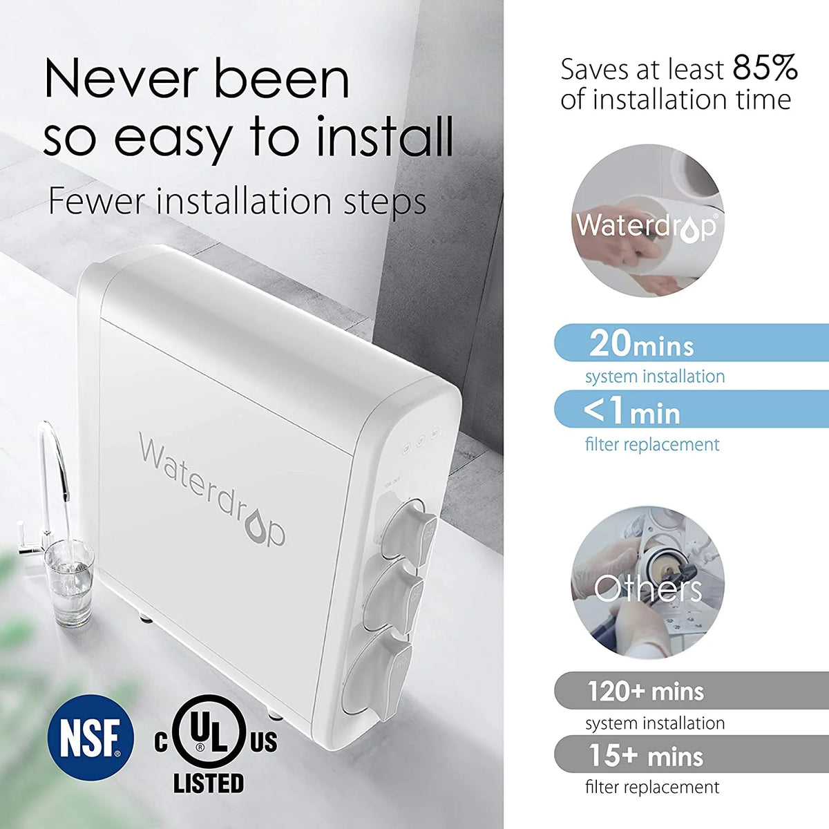 Tankless 7 Stage Reverse Osmosis Drinking Water Filtration System with Smart Faucet H249