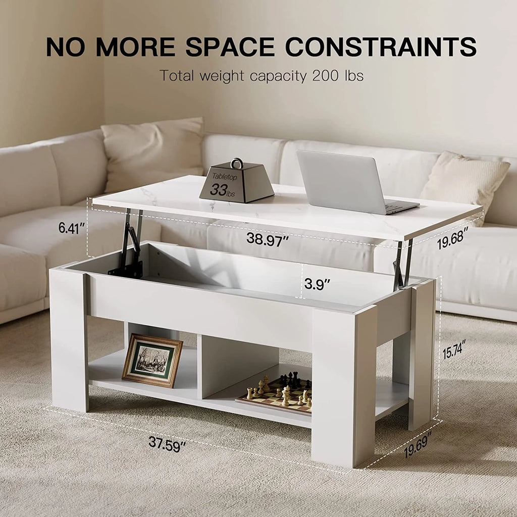 Lift Top Coffee Table 39in with Hidden Compartment and Storage Shelf E6113