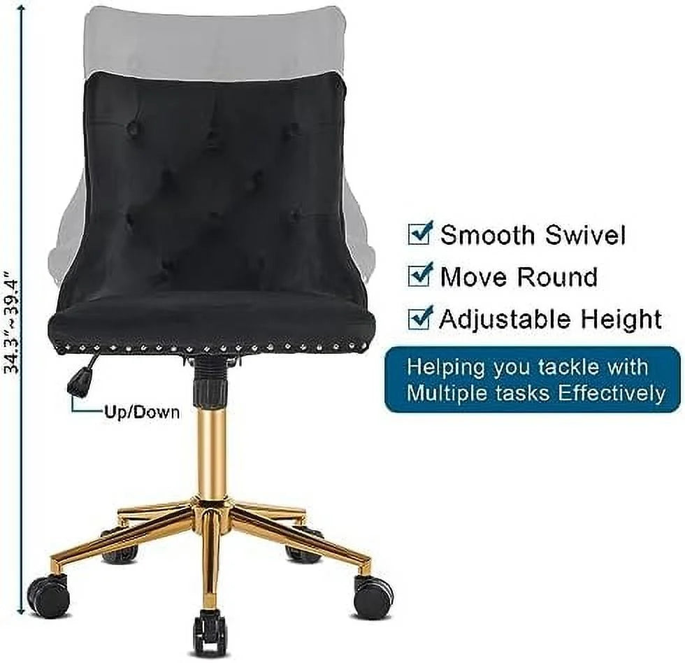 Olive Green Velvet Upholstered Armless Desk Chair Z370376