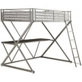 Full Workstation Loft Bed - Silver W140