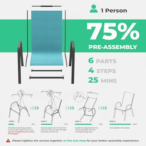 Teal Blue Set of 4 Stackable Patio Dining Chairs M399