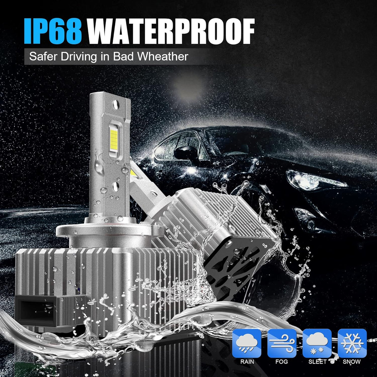D1S D1R LED Headlight Bulbs, 6000K White 70W 12000LM, Pack of 2 E942694