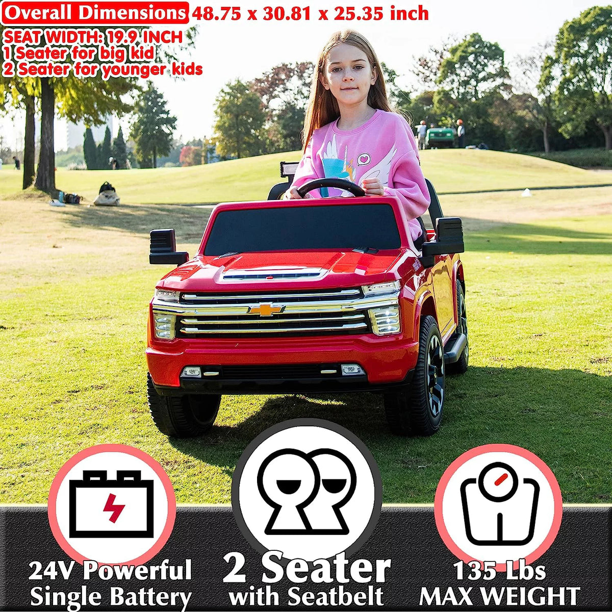 24V 2 Seater Ride On Car with Remote Control U7470