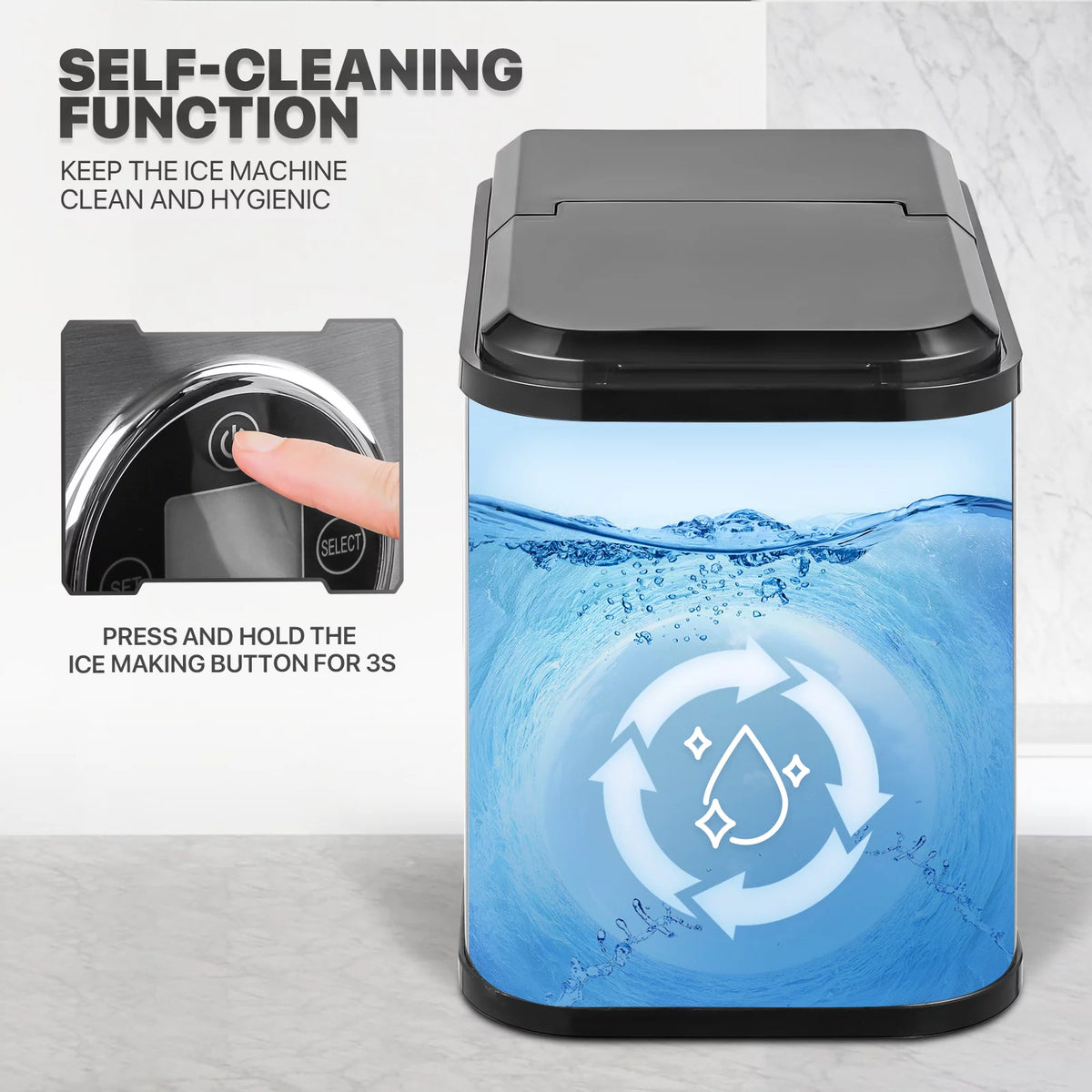 Countertop Portable Ice Maker Machine with Ice Scoop and Basket, Black C9432