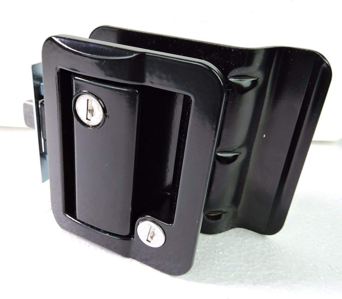 Black Paddle Entry Door Lock Handle Deadbolt with 2 Keys, Pack of 2 J98605