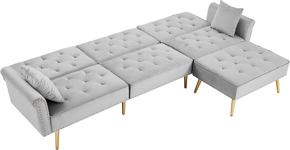 L-Shaped Sectional Sofa with Recliner and Movable Ottoman H19895