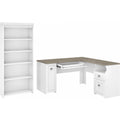 Gray L Shaped Desk with 5 Shelf Bookcase L4849