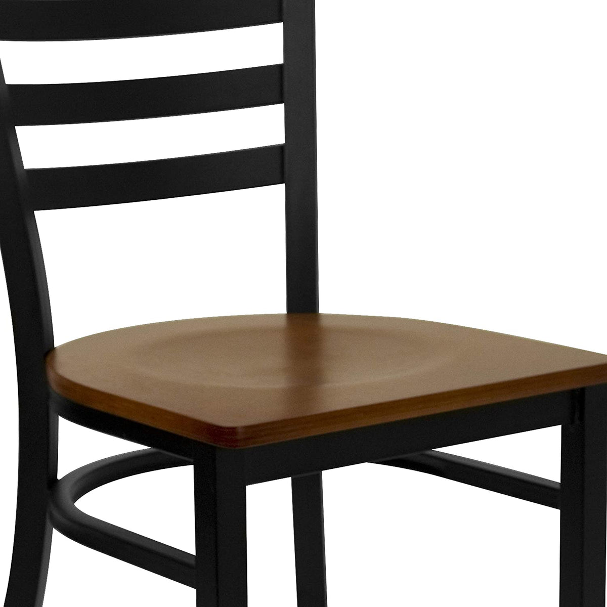 Black Ladder Back Metal Restaurant Chair with Cherry Wood Seat E18730