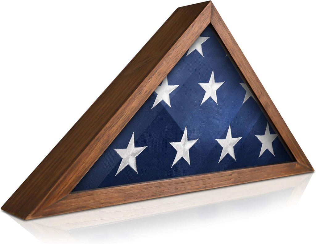 Whitewashed Solid Wood Military Flag Display Case L805