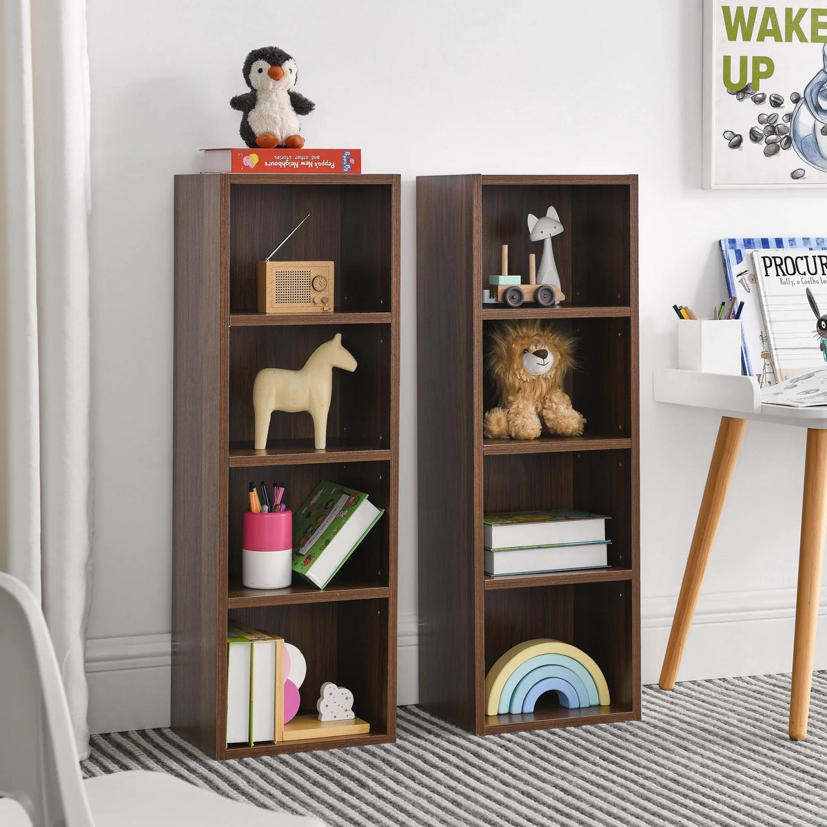 8-Tier Media Tower Rack Storage Cabinet with Adjustable Shelves I6342