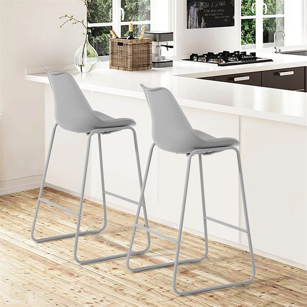 28" PU Leather Bar Stool Set of 2 with Backs S80639