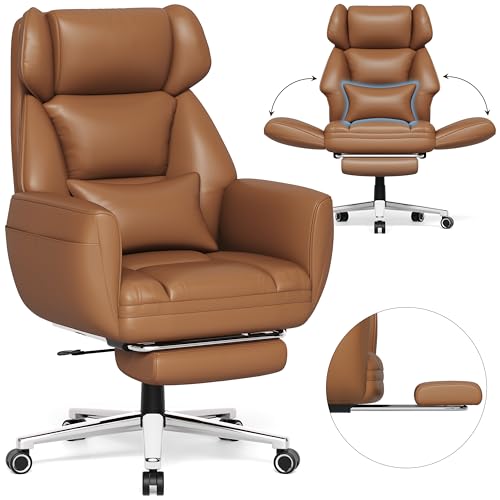 Ergonomic Chair with Footrest, Reversible Armrests, Brown U261